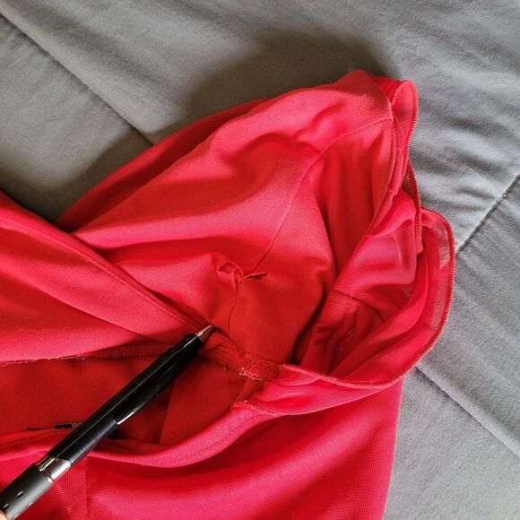 Ruby Rox Y2K Mesh Babydoll Red Midi Dress Sz Medium Asymmetrical Romantic Fairy - Picture 9 of 11